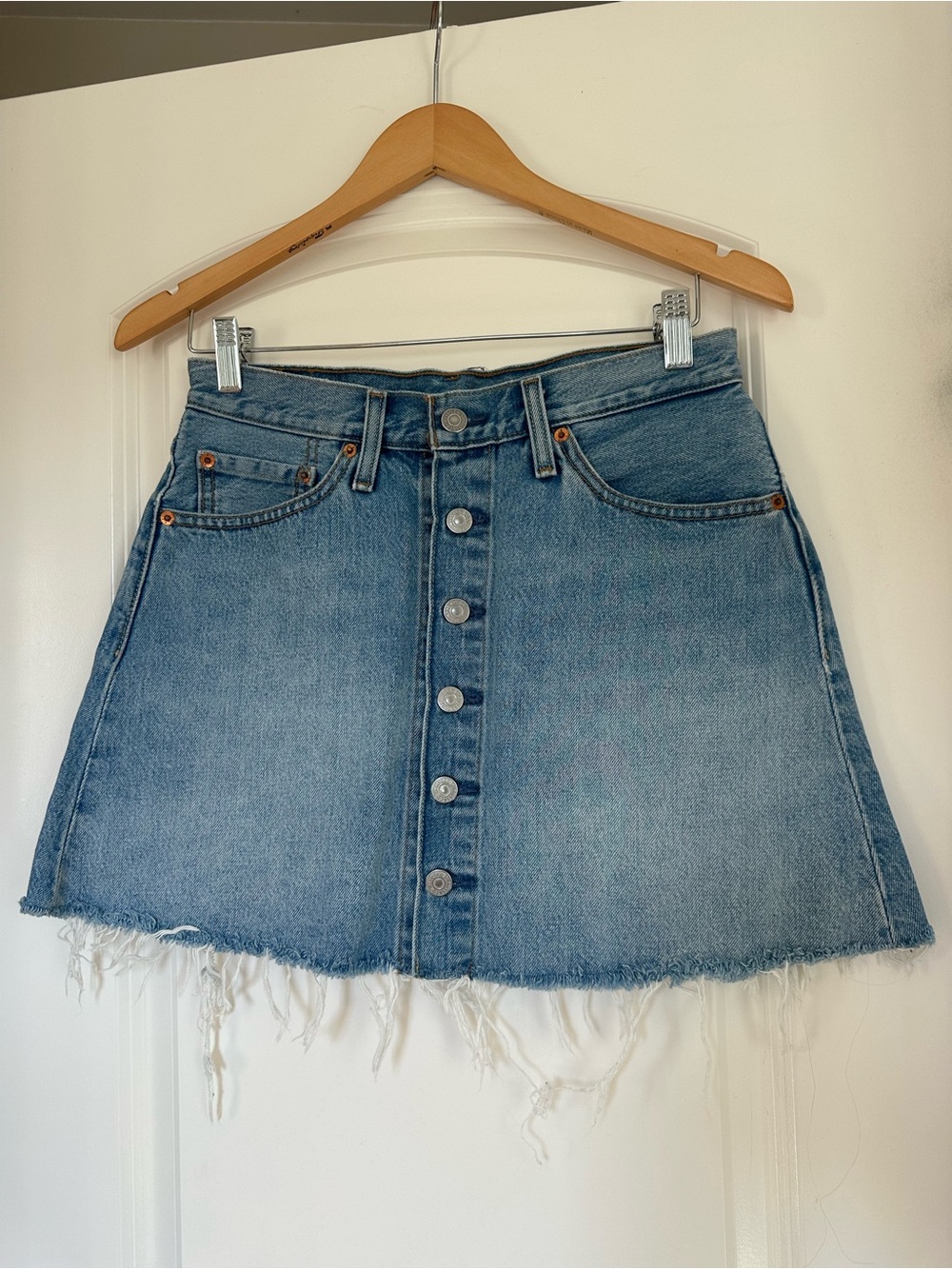 Levi's Light Blue Button-Front A-Line Denim Skirt